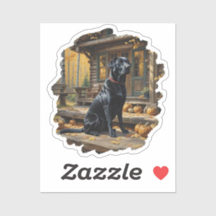 Adesivo Café preto Labrador Retriever Log Cabine