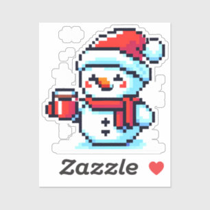 Adesivo Café Snowman - Design de Natal Cozy Pixel Art