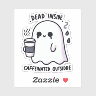 Adesivo Cafeado Dentro de morto fora do café Ghost engraça