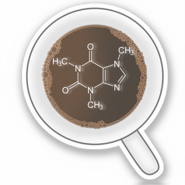 Adesivo Cafeína, Fórmula Molecular - Beber Café (Frente)