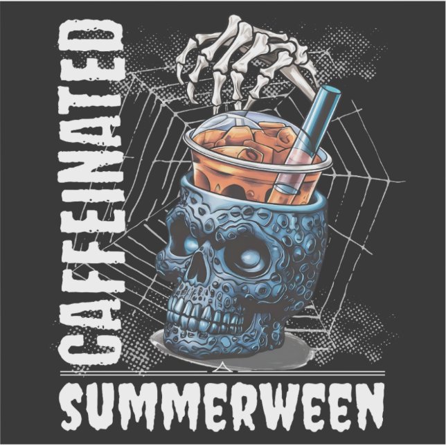 Adesivo Caffeinated Skull Iced Coffee Summerween Goth (Frente)