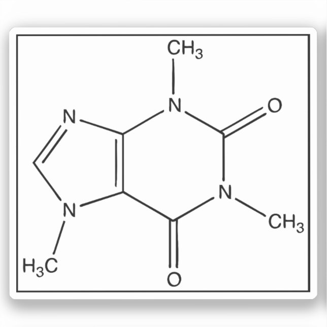 Adesivo Caffeine Molecule (Fórmula Química) (Frente)
