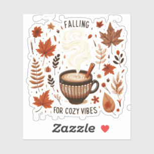 Adesivo Caindo para Cozy Vibes Autumn Cute Coffee & Fall