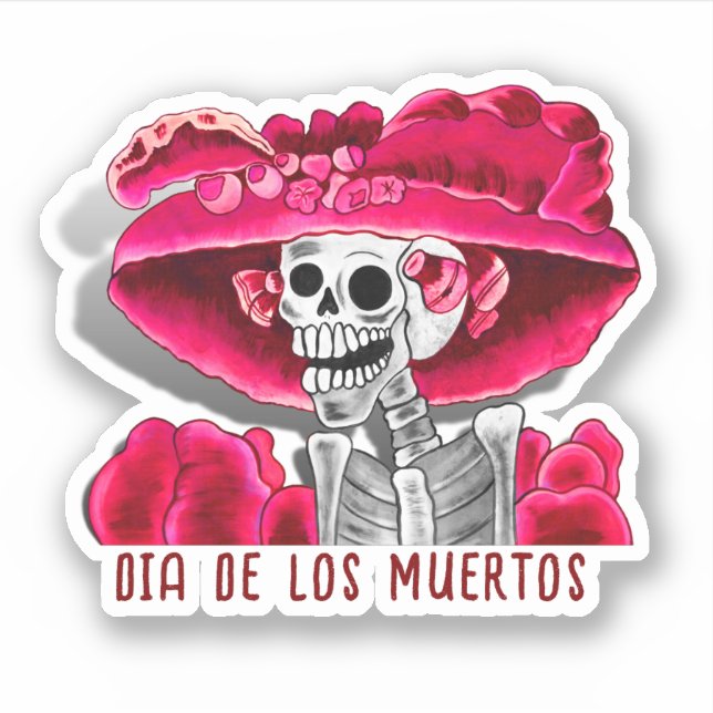 Adesivo Calavera Red Dia De Los Muertos (Frente)