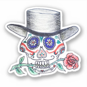 Adesivo Calavera Rosa Halloween