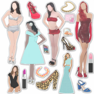 Adesivo Calçados de modelos de moda e arte de maquiagem