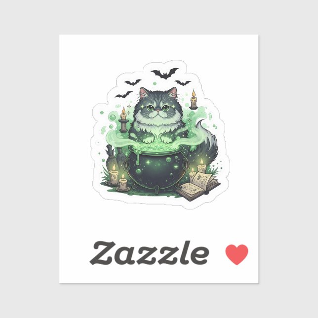 Adesivo Caldeirão Persa - Dia das Bruxas de Gato Persa Flu (Folha)