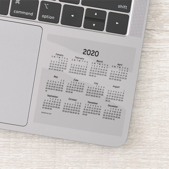 Adesivo Calendário 2020 de Janz Comic Sans Transparente (Detalhe)