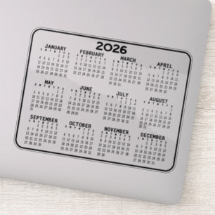 Adesivo Calendário 2025 - mini calendário preto e branco