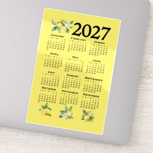 Adesivo Calendário 2027 Estilo Italiano Limões Amarelo