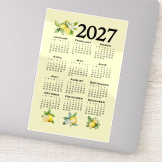 Adesivo Calendário 2027 Estilo Italiano Limões Amarelo