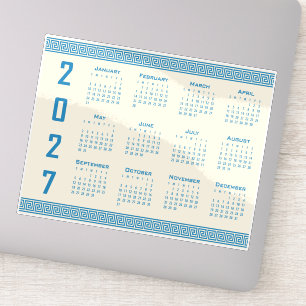 Adesivo Calendário 2027, Fretwork Grego, Azul no Cosmic La