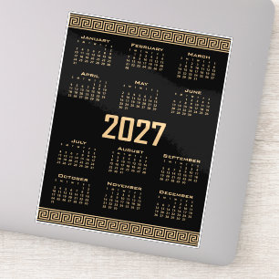 Adesivo Calendário 2027, Fretwork Grego, Bege no Preto