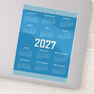 Adesivo Calendário 2027, Fretwork Grego, Cosmic Latte em A