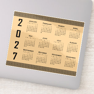 Adesivo Calendário 2027, Fretwork Grego, Preto no Bege