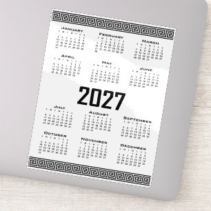 Adesivo Calendário 2027, Fretwork Grego, Preto no Branco
