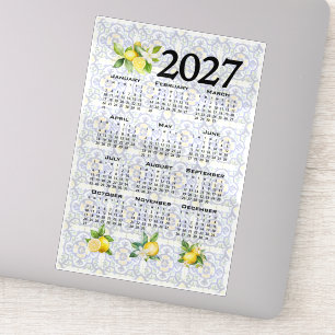 Adesivo Calendário 2027 Limões Azulejos Mediterrâneo Itali