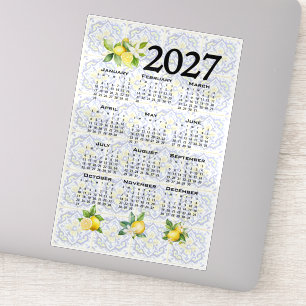 Adesivo Calendário 2027 Limões Azulejos Mediterrâneos Ital