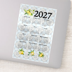 Adesivo Calendário 2027 Limões Italianos Azulejos Mediterr