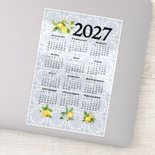 Adesivo Calendário 2027 Limões Italianos Azulejos Mediterr