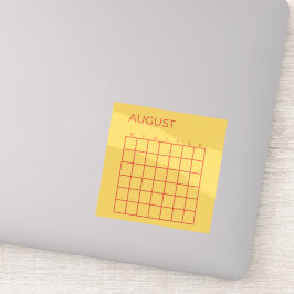 Adesivo Calendário Amarelo Vermelho Inatualizado de Agosto