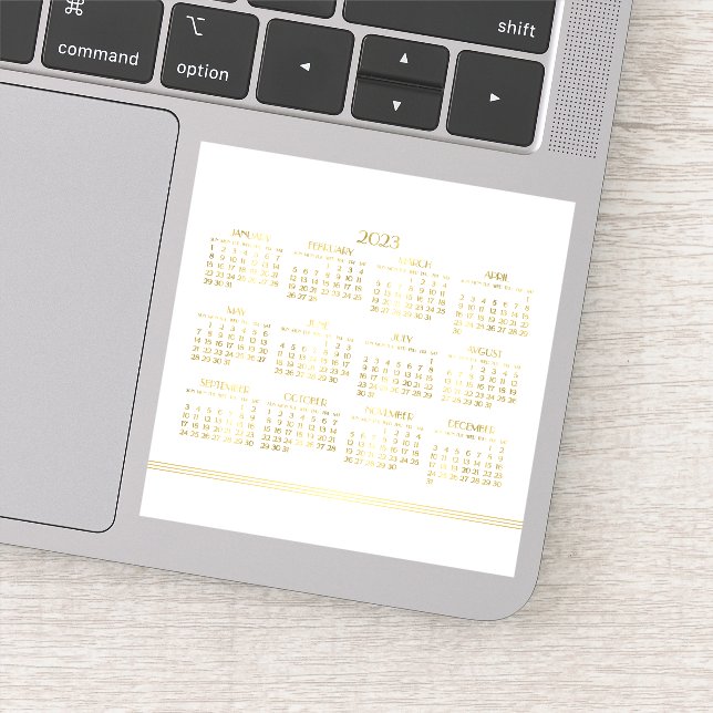 Adesivo Calendário Anual Dourado da Deco de Arte Branca 20 (Detalhe)