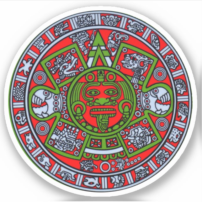 Adesivo Calendário Aztec Mexicano Sun Stone Chicano Hispân (Frente)