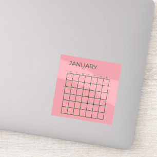 Adesivo Calendário da Organização Verde Rosa Não Atualizad
