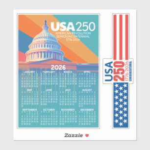 Adesivo Calendário de 2026 com Cúpula do Capitólio dos EUA