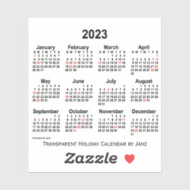Adesivo Calendário de Férias Transparente de 2023 por Janz