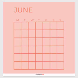 Adesivo Calendário de junho não atualizado, vermelho-rosa,