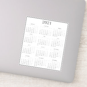 Adesivo Calendário Mini 2021 Preto e Branco Moderno