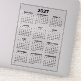 Adesivo Calendário Mini Simples do Ano Inteiro 2027