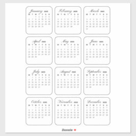 Adesivo Calendário Mínimo Simples 2025 Mensal