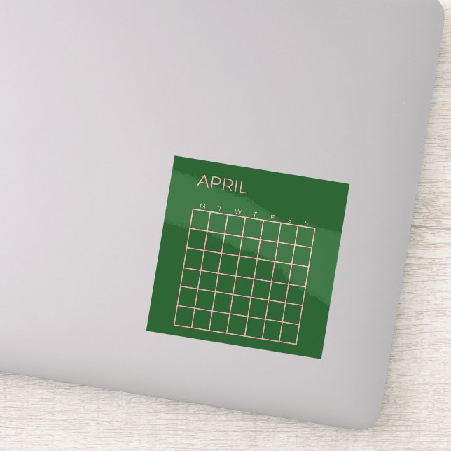 Adesivo Calendário Não Atualizado de abril Verde Rosa para (Detalhe)