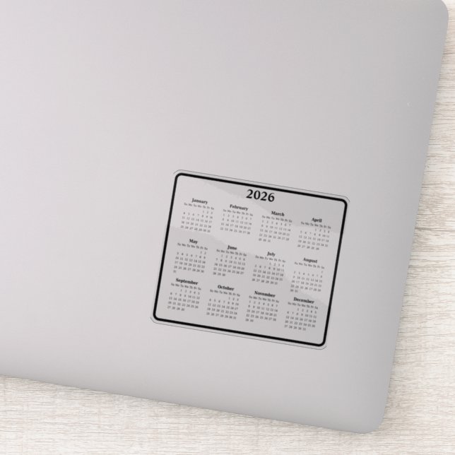 Adesivo Calendário Preto e Branco 2026 (Detalhe)