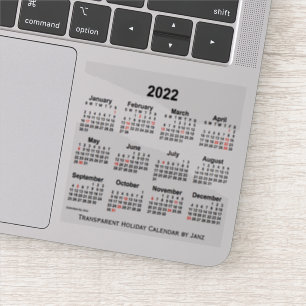 Adesivo Calendário transparente do feriado 2022 por Janz