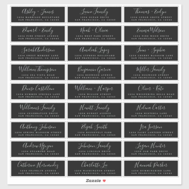 Adesivo Caligrafia Black Wedding Guest Address Labels (Folha)
