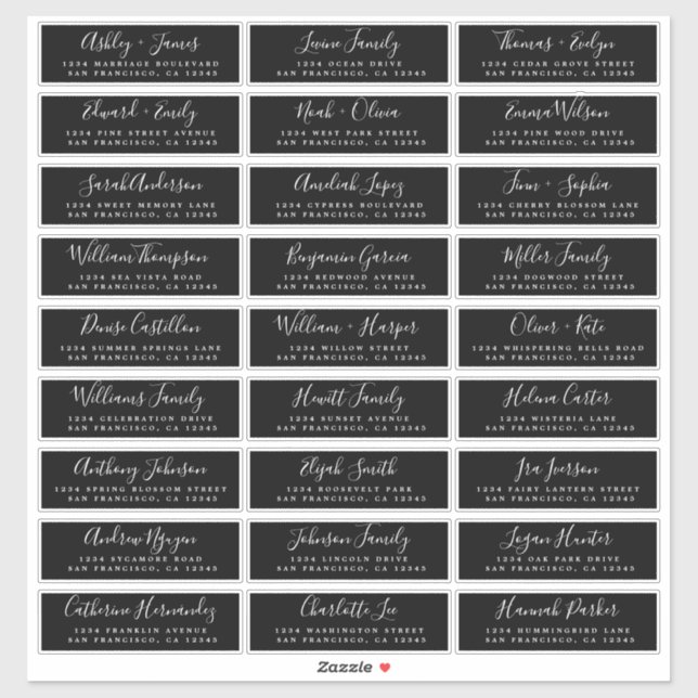 Adesivo Caligrafia Black Wedding Guest Address Labels (Folha)