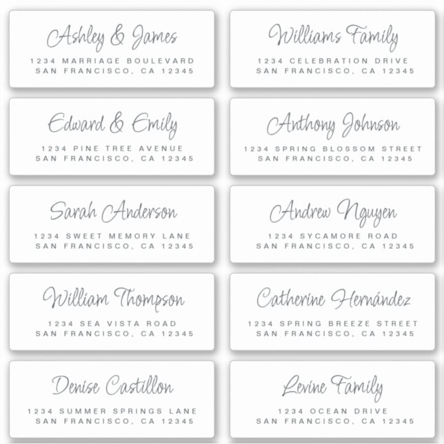 Adesivo Caligrafia Chic Black White Guest Labels (Frente)