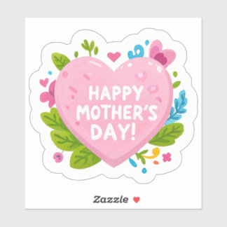 Adesivo Calor de afeição - Feliz Dia das Mães Cardíaco
