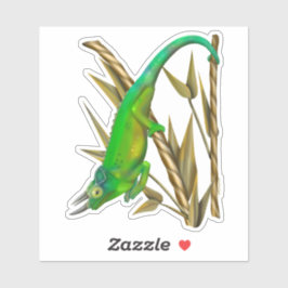 Adesivo Camaleão de Jackson a sair no bambu