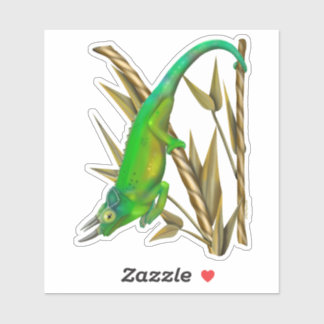 Adesivo Camaleão de Jackson a sair no bambu