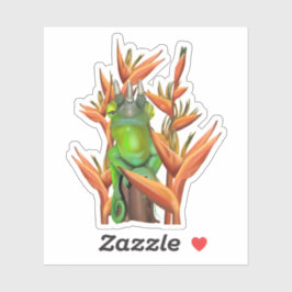 Adesivo Camaleão de Jackson entre a ave do paraíso