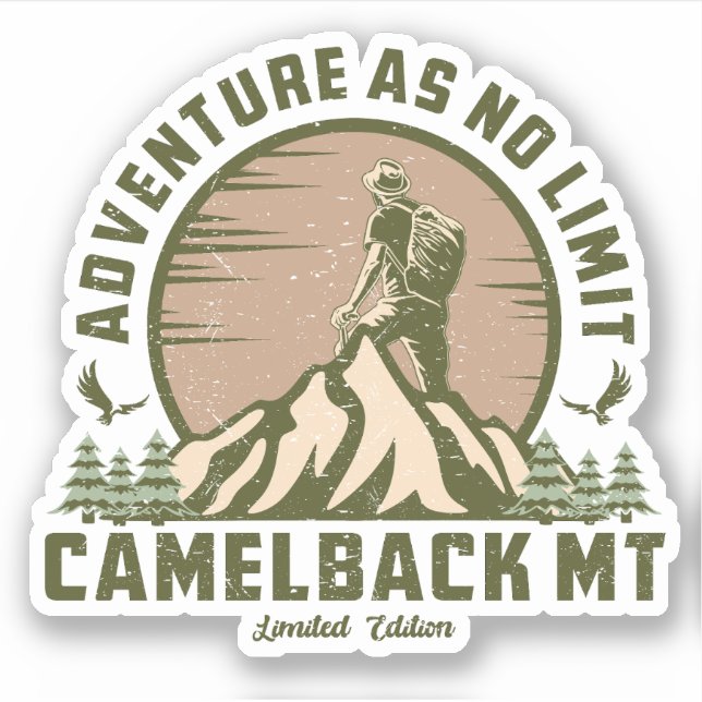 Adesivo Camelback Retro Montanha Hike Sunset T-Shirt (Frente)