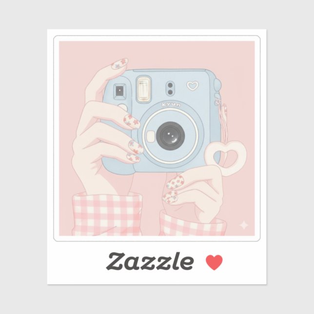 Adesivo Câmera Instantânea Kawaii e Unhas Florais (Folha)