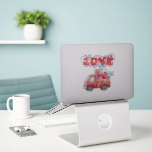 Adesivo Caminhão de Amor Bonito com Aquarela Cardíaca