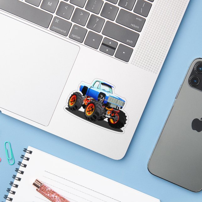 Adesivo Caminhão monstro de cartum (Notebook com iPhone)