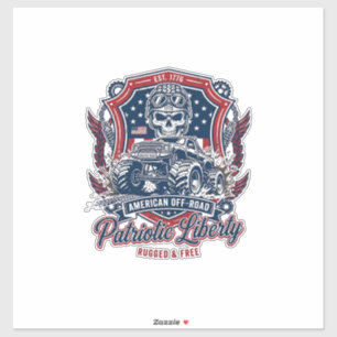 Adesivo Caminhão Monstro Patriótico 1776 Off Road Crânio P