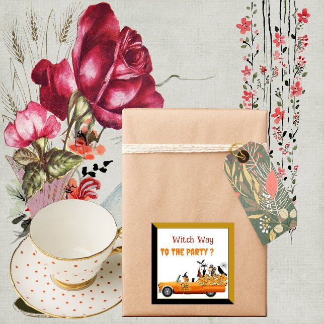 Adesivo Caminho de bruxas para o partido Tripulantes do Di (Witch Way to the Party Halloween Crew Cat Bat Owls Sticker)